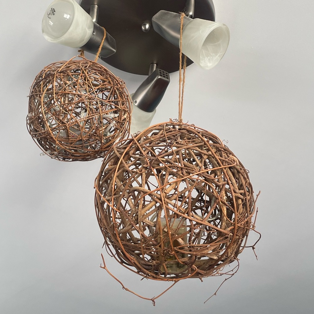 Rustic Wicker Pendant battery Light